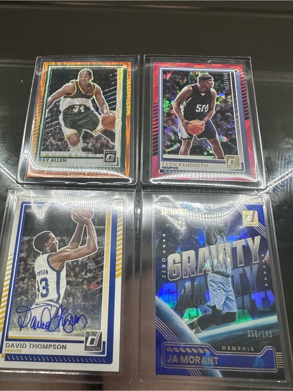 David Thompson autograph card & 3 numbered cards